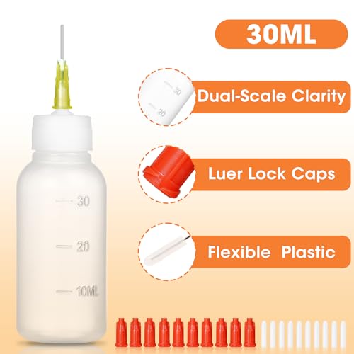 Precision Needle Tip 30cc Glue Squeeze Bottle for Dispensing - size: 10Pcs 30ml Glue Bottle