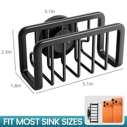 TAILI Black Sponge Holder for Kitchen Sink with Strong Suction Cup - color: Black, size: 5.1" x 2.3"