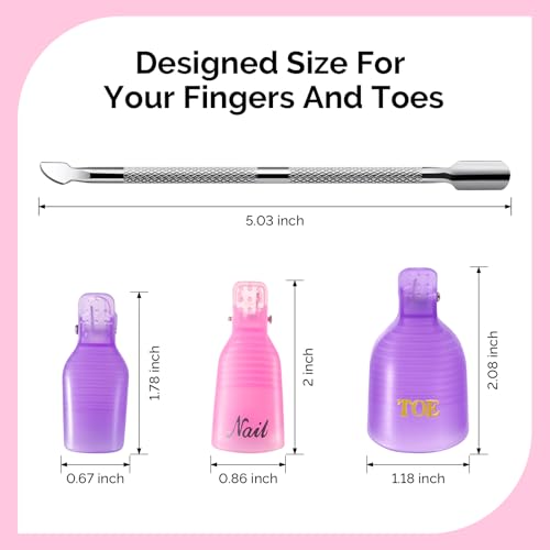MelodySusie 20PCS Nail Polish Remover Clips Set with Cuticle Pusher - size: 21PCS