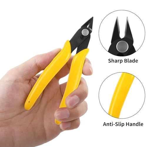 HongWay 10pcs Yellow 5" Micro Flush Cutters for Electronics Crafts - color: Yellow