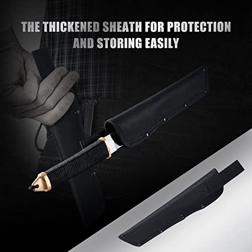 Leopcito 11.5" Japanese Fixed Blade Tactical Knives with Sheath, Silver - color: Sliver