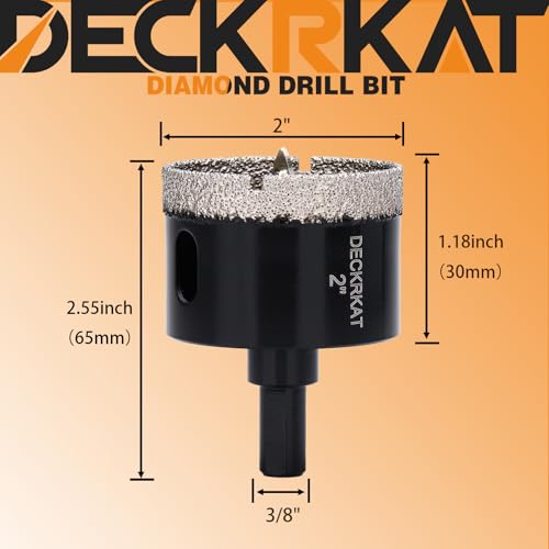 DECKRKAT 2" Diamond Hole-Saw Bits with Pilot Drill Bit - 2" Diamond Tipped Tile Hole Saws with Guiding Bit Accurate Drilling for Porcelain Tile Ceramic Pottery Granite Stone Glass Bottles 50mm - size: 2" X 1Pcs