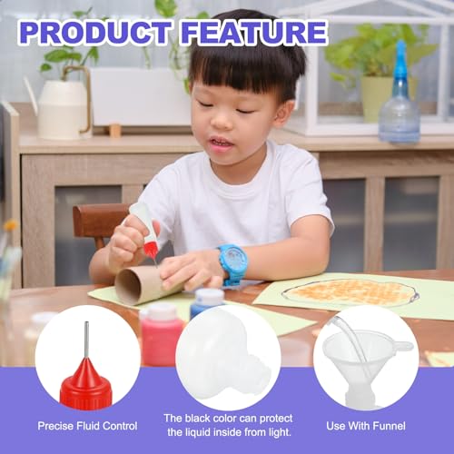 MECCANIXITY 5Pcs Needle Tip Squeeze Bottle, 15ml/0.51oz Glue Tip Applicator Bottles Plastic Liquid Glue Bottle for Paper Crafts, Painting, Oil, Ink(Red, with 5 Funnel) - color: Red, size: 15ml/0.51oz