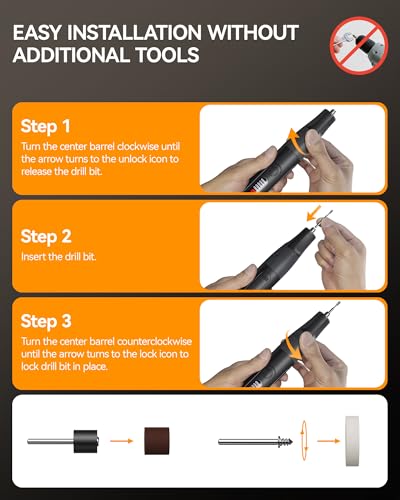 Cordless Rotary Tool, 8V Multi Tool with Auto-Lock Chuck & 5 Speed, 23,000RPM Rechargeable Engraver Kit with Storage Case, for Sanding, Polishing, Drilling, Carving, DIY Crafts