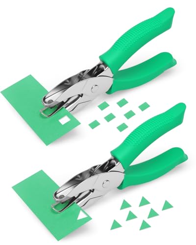 UCEC 1/6" Square Hole Punch and 1/4" Triangle Hole Punch, Handheld Meta - color: Green, size: Triangle+Square