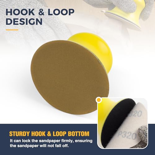 S SATC 2 PCS Sanding Blocks 3” Round Hook and Loop Sanding Block for Wood Furniture Restoration Home Arts and Crafts - style: 2 PCS Round Sanding Blocks