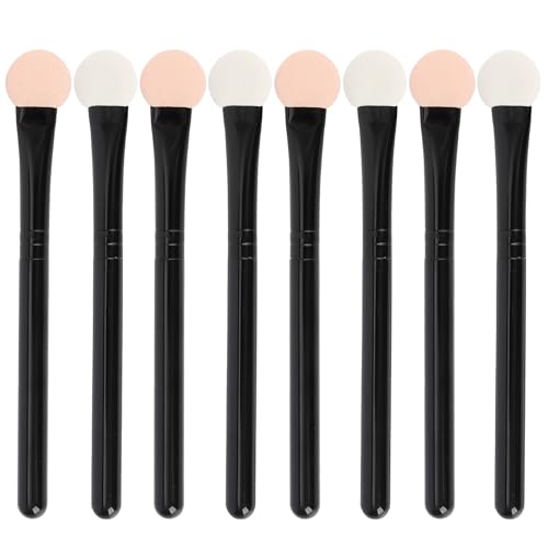 Uorpoto Eyeshadow Applicators Double Sided Sponge Makeup Brushes Reusable 8Pcs Round Foam Eye Shadow Applicator Sticks Brush Set Washable - color: Black 8Pcs