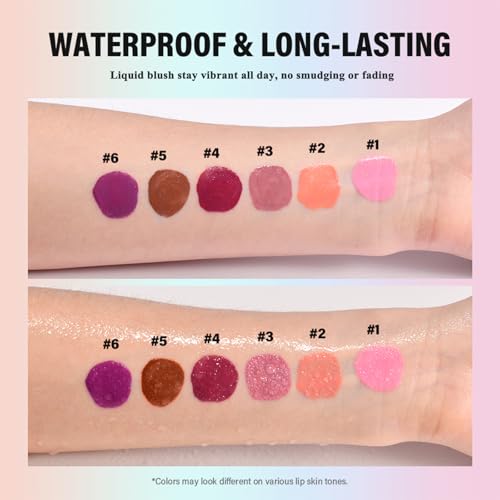 Liquid Blush for cheeks, High Pigment Buildable Long Lasting Blush Cream for radiant flushed cheeks, Natural Dewy Finish (#5 Warm brick, 1 PC) - color: #5 Warm brick