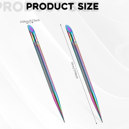 2Pcs Stainless Steel Cuticle Pusher Portable Nail Cleaner Remover Dead Skin Polish Peeler Cutter Professional Pedicure Nail Art Care Nails Cleaning Cuticle Stick for Fingernails Toenails Manicure - color: Multicolor