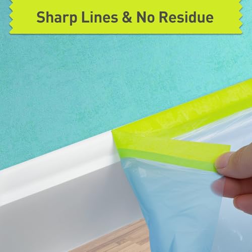 Tangibay Pre-Taped Masking Film for Painting, 56" x 66', 4 Rolls - size: 4 Rolls: 56"x66'