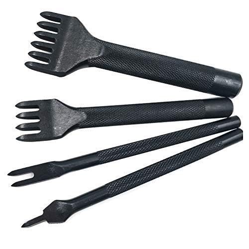 Alloy Steel 4pcs 6mm 1/2/4/6 Prong Lacing Diamond Stitching Chisel Hole Punches Tool,Sharp Pricking Iron Leather Craft Tool Sets DIY Handwork - size: 6mm