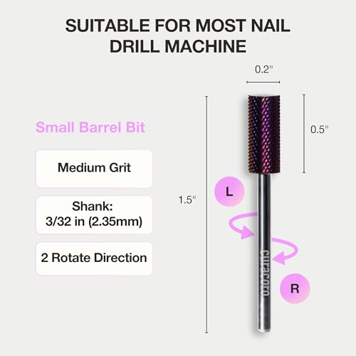 Curacoro Nail Drill Bits 3/32'' Small Barrel Carbide Bit (Medium) - color: Galaxy - Small Barrel Bit, size: Medium
