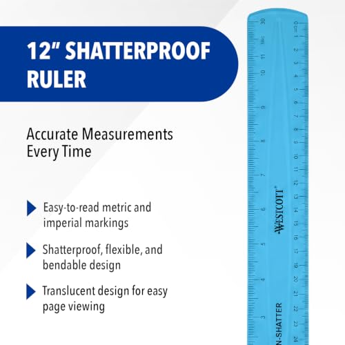 Westcott Shatterproof Ruler, 12-Inch, Blue, 16010 - color: Blue