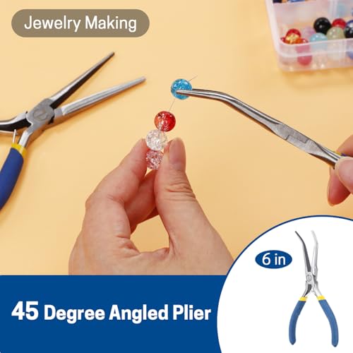 VISEMAN 6" Mini Needle Nose Pliers, 2PCS Long Nose Pliers Set - style: Straight + 45-Degree Bent