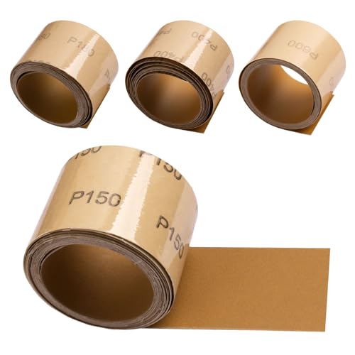 Total 20 Yards Long Continuous Roll Kit - 150 180 400 600 Grit PSA Longboard Sandpaper, 2-3/4" Wide - Self Adhesive Stickyback Sandpaper for Automotive, Woodworking, Hand Sanding Blocks - size: Mix Grit 150 180 400 600, style: Self Adhesive