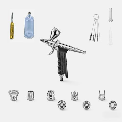 Advanced Handheld Airbrush Set – Multiple Spray Needle Protective Cap Replaceable + Centering Adjuster + Cleaning Kit – Precision Spraying Tool for Models, Nail Art, Tattoos, Art, and DIY Projects