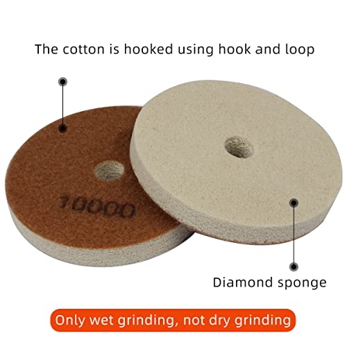 4" Diamond Sponge Fiber Polishing Pad 10000 Grit Wet Dry, 2 Pack - size: Grit-10000#-2Pcs