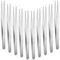 WILLBOND 10 Pcs Stainless Steel Tweezers Long Lab Forceps Flat Round Tip