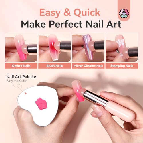Saviland Chrome Nail Powder Set: 2PCS Reusable Chrome Nail Powder Applicator Nail Brush with 1g Metallic Mirror Effect Chrome Powder for Gel Nails