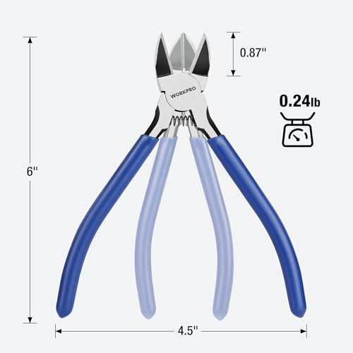 WORKPRO 2-Pack Wire Cutters, 6 Inch Precision Flush Cutters, Side Cutters - color: Blue