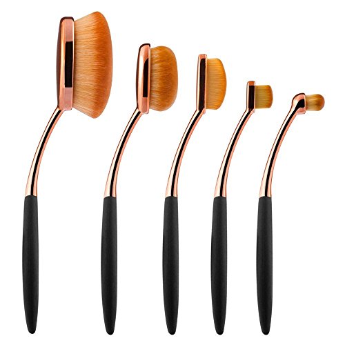 Yoseng Oval Foundation Brush 5 Pcs Toothbrush makeup brushes Fast Flawless Application Liquid Cream Powder Foundation - style: Style A