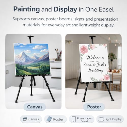 NS JYMB Easel Stand for Sign and Painting, 17-66 Inch Adjustable, Black - style: 66Black 1pack