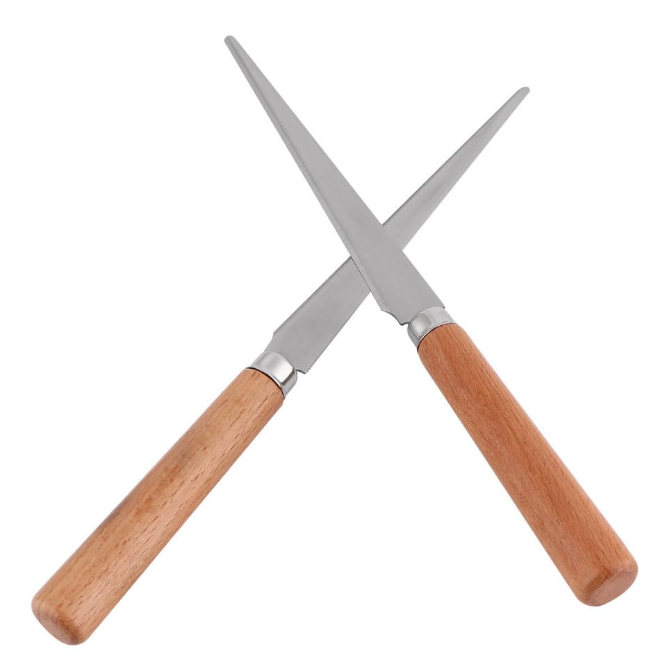 PACKOVE 2pcs Fettling Knife Wooden Handle Clay Carving Tool