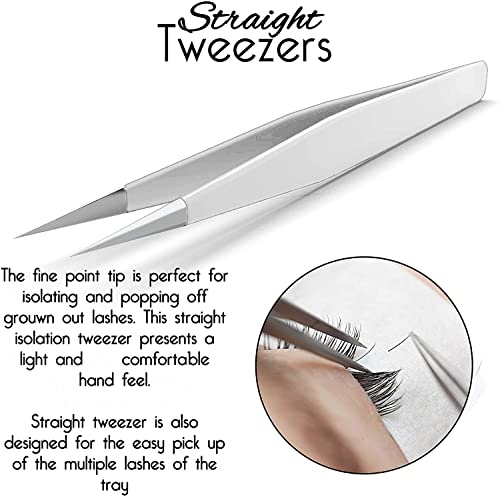 Eyelash Extension Tweezers for Classic & Volume Lashes, 2-Pack, White - color: White