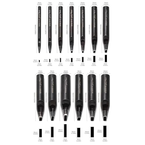 WUTA 13 Pcs Rectangle Leather Hole Punch Set, High Carbon Steel Punching Tool, Hollow Punch Cutter Set for Belt & Crafting（13 Pcs Set） - size: 13 Pcs Set
