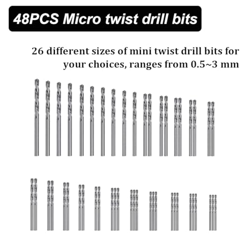 Dianrui 60 PCS Micro Drill Bit Set & Pin Vise Hand Drill, 0.3-3.5mm - style: 60 set