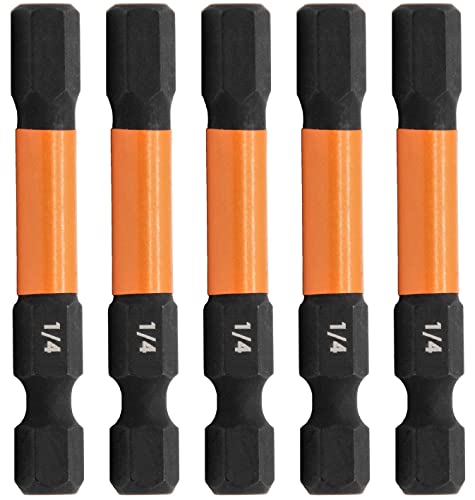 5pc 1/4Hex Bit Set 2 Inch S2 Steel Impact Allen Wrench Screwdriver Bits - size: 0.250"