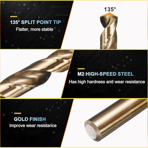 PATIKIL #22 Drill Bit Micro M2 High-Speed Steel 135° Gold Finish 12Pcs - size: #22