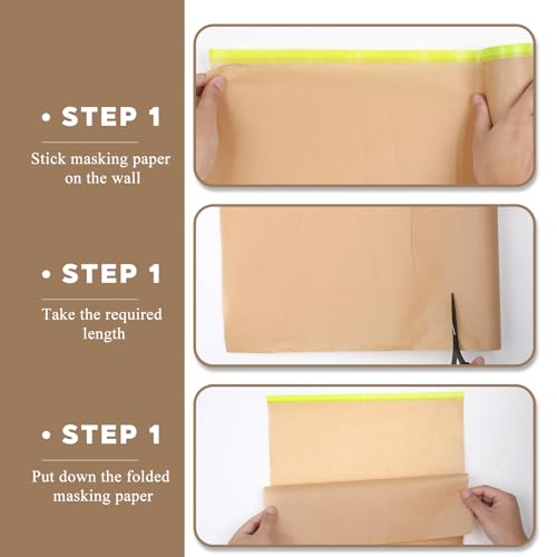 6 Rolls Pre-Taped Masking Paper 18 inch x 50 feet Tape and Drape