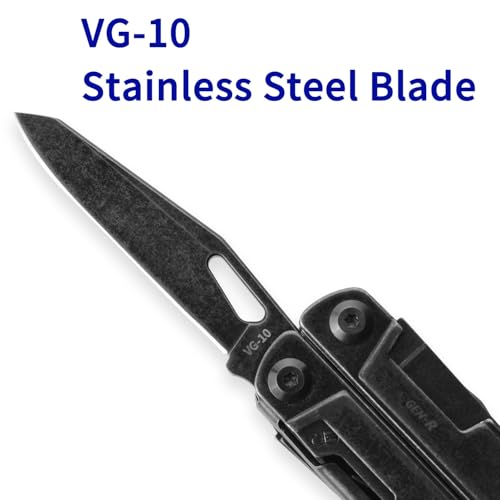 ROCKTOL Gen-R RB Multitool Pliers, VG10 Blade, 27-in-1 Multi-tool, EDC Pocket Knife, Retro Black Finish, Precision Screwdriver, Gut Hook for Hunting, Backpacking, Hiking, Camping