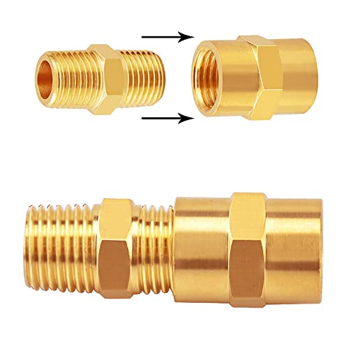 Uenede 1/2 Inch NPT Female Brass Hex Nipple Coupling, 4PCS - size: 1/2"NPT Female