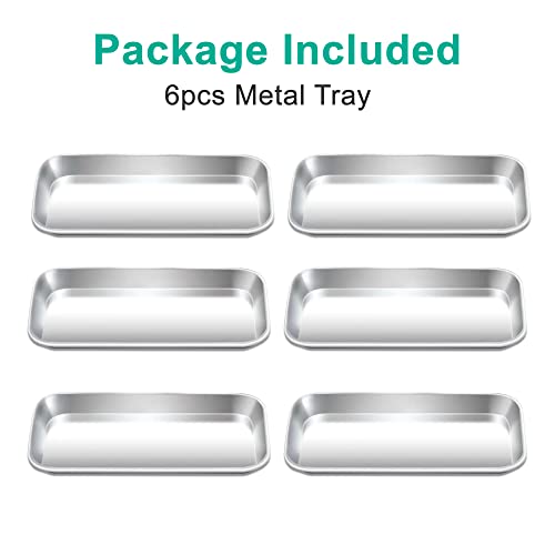 Yzurbu 6pcs Metal Tray, Stainless Steel Small Tray for Tattoo, Resin, Bathroom, Lab Instrument Supplies - size: 6pcs