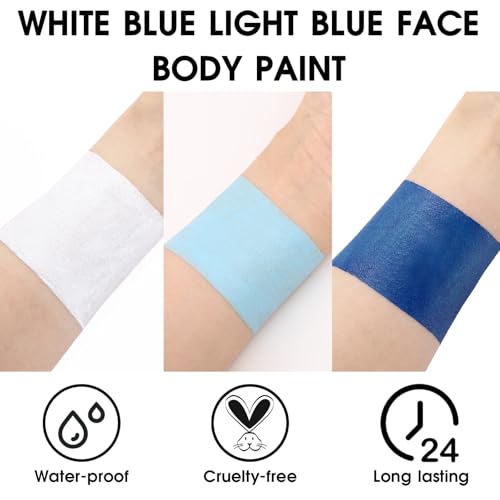 BADCOLOR 3PCS Blue White Light Blue Face Body Paint Stick Makeup for Sally/Corpse Bride SFX Cosplay & Dress Up, Full-Coverage Halloween Facepaint Makeup Kit - color: 3PCS Corpse Bride/Sally