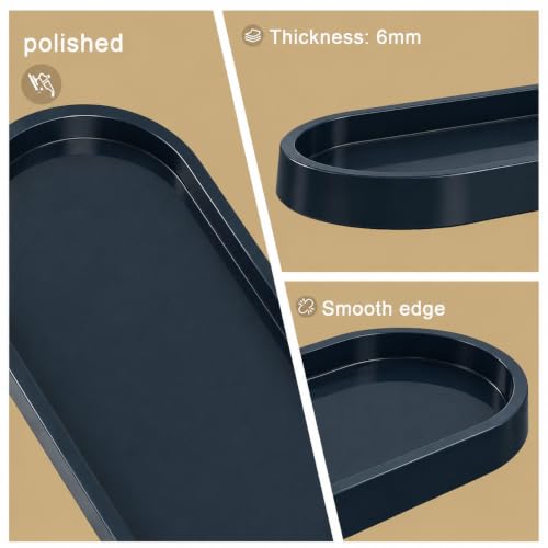 Bathroom Tray,Vanity Tray,Perfume Tray for Makeup,Perfume,Trinket - color: Dark Blue, size: 12.5"x5.8"x1.1" (2 Pack)