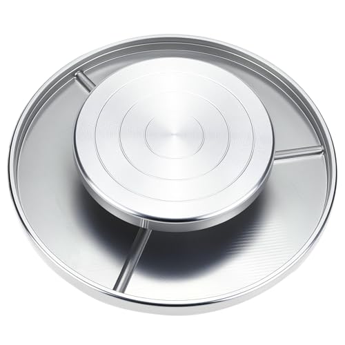 QWORK Sculpting Wheel, 8 Inch Double-Sided Aluminum Alloy Turntable with Smooth Rotation, Versatile Use for Clay Modeling, Cake Decorating, and Art Display