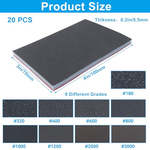 20Pcs 600 Grit Sanding Sponge Set - style: 600 Grit-20 Pcs