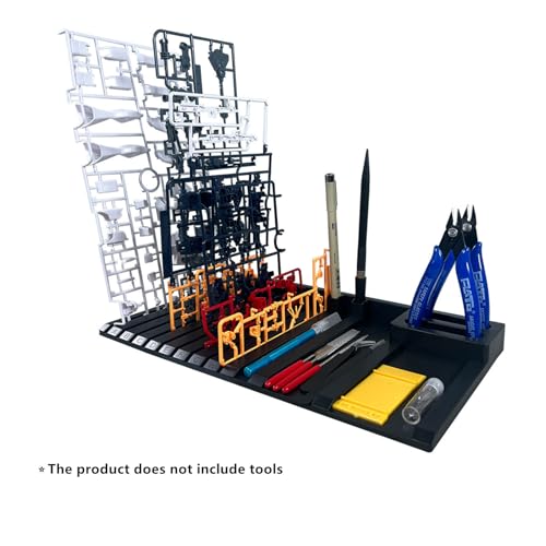2-Piece Set Model Kit Display Stand and Runner Storage System with Action Base, Suitable for Model Stand and HG, MG and RG Model Character Display Stand ,Suitable for storing various tools，Black.