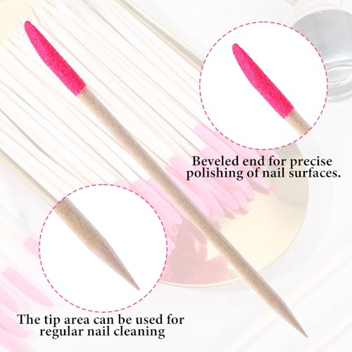 70 PCS Disposable Sanding Sticks for Nails, Wooden Cuticle File Pusher Nail Sticks, 4.5 Inch Double-Headed Nail File Buffer Remover Manicure Sanding Tools for Salon Home Pedicure (Pink)