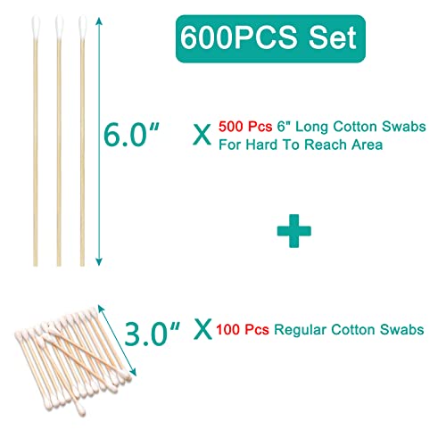 Eyxformula Extra Long Cotton Swabs 500 Pcs, 6 Inch Sturdy Fsc Bamboo Sticks - color: 500 Pcs