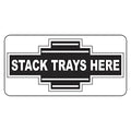 Stack Trays Here Black Retro Vintage Style Label Decal Sticker Sticks to Any Surface - 8 in X 12 in with Holes