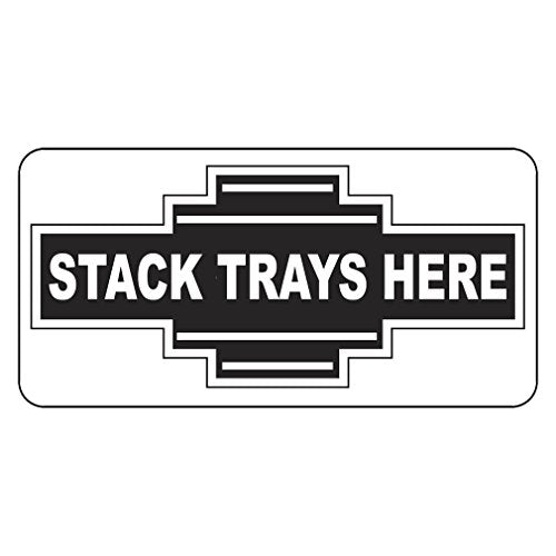 Stack Trays Here Black Retro Vintage Style Label Decal Sticker Sticks to Any Surface - 8 in X 12 in with Holes
