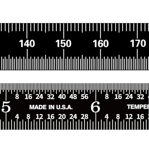 PEC Tools 6"/150mm Black Chrome Metal Ruler, Flexible, English & Metric - color: Black Chrome-Flexible, size: 6"/150mm
