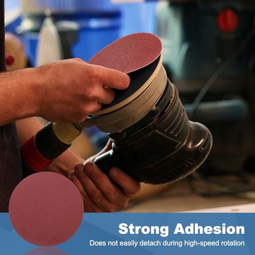 15 Pack 5 Inch PSA Sanding Discs 150 Grit Aluminum Oxide Red - size: 150 grit