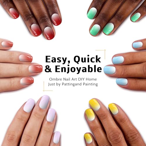 Pat Gel Ombre Nail Kit, 9Colors Patting Ombre Gel Polish Palette 100Sponges - color: 9 Colors C