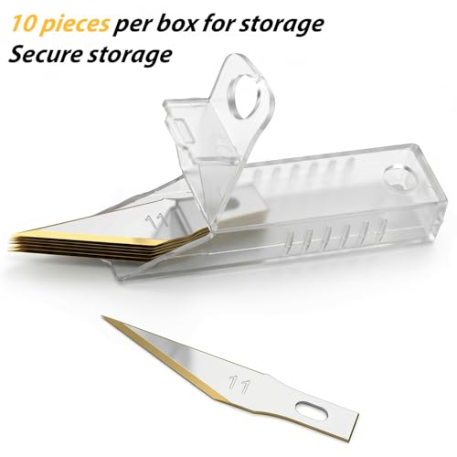 #11 Titanium Coated Knife Blades 30 Pcs Utility Art Blades Refill for Carving, Cutting, Model Making, Scrapbooking