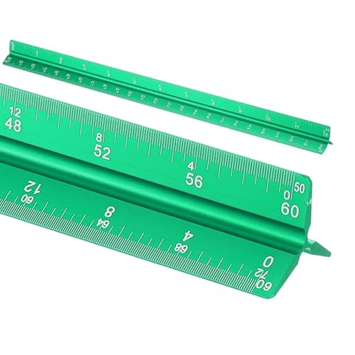 HARFINGTON Architectural Scale Ruler 12" Standard Aluminum Alloy Green - color: Green, size: 12 Inch